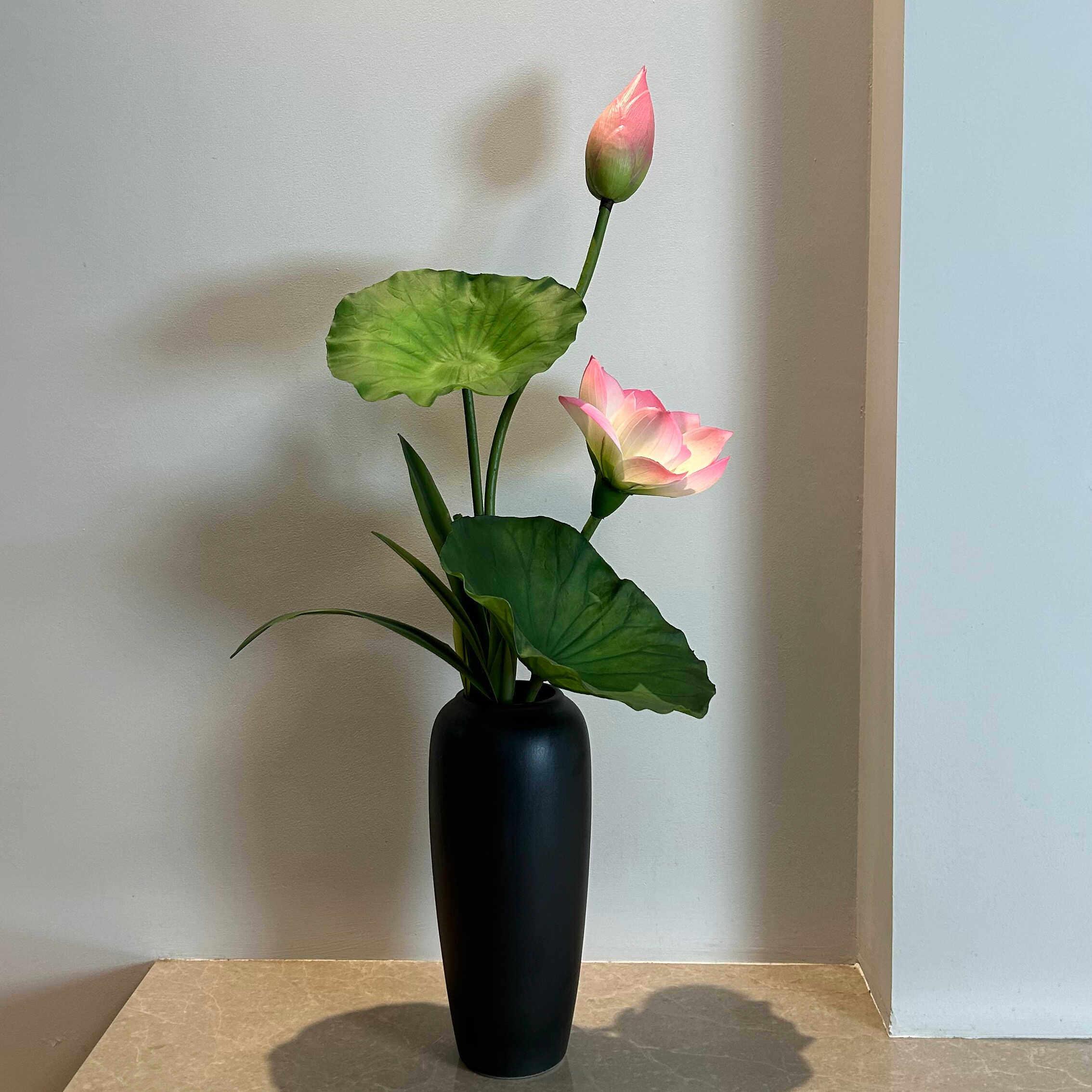【六月春】荷花彷真花假花荷叶佛堂供佛彷生花道具装饰花摆件插花