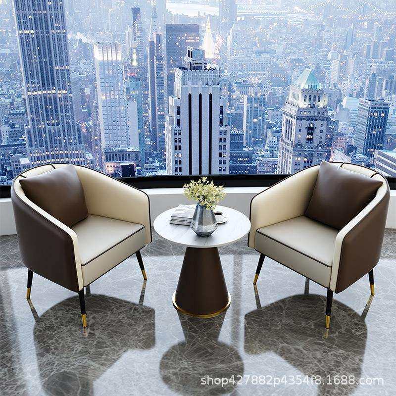 佛山北欧办公沙发单人店售楼处接待会客休闲商务洽谈桌椅组合轻奢