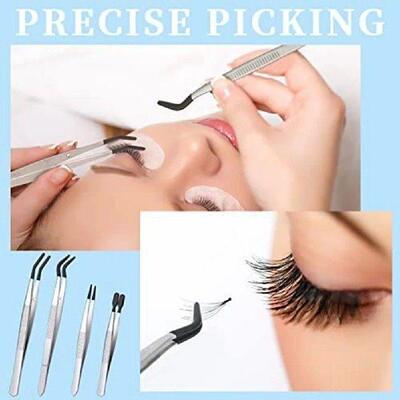 4 Pieces Tweezers Set with Rubber Tips Tweezers PVC Coated