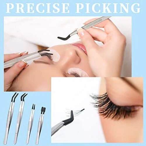4 Pieces Tweezers Set with Rubber Tips Tweezers PVC Coated