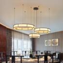 饭店包厢餐桌灯圆形复古布艺灯酒店宴会厅餐饮灯具 餐厅吊灯新中式