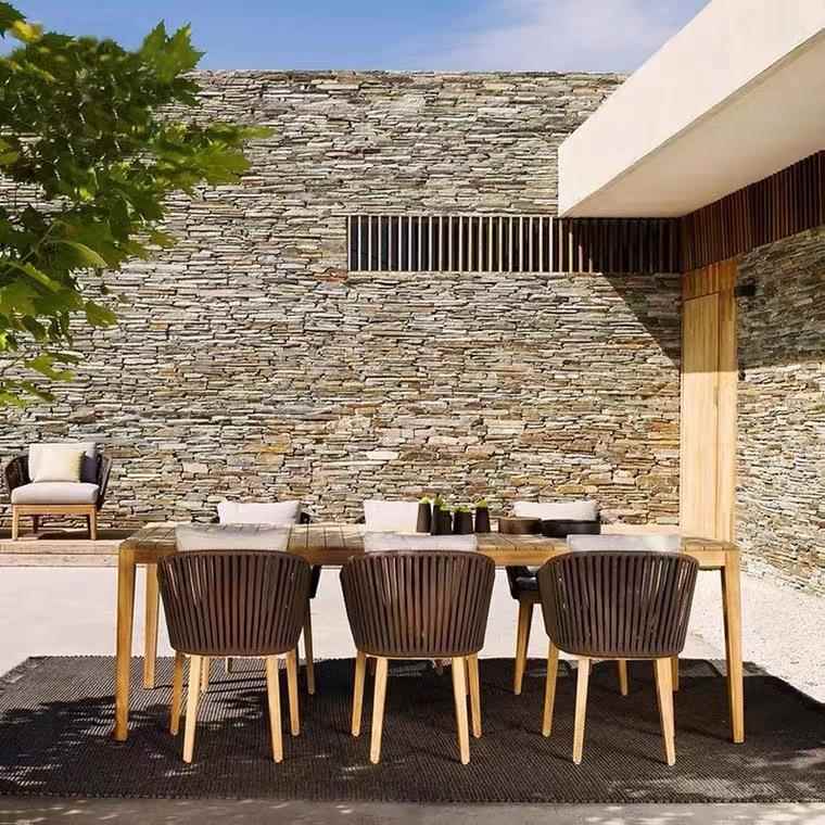 户外柚VIO木桌椅阳庭院墅别花园木做实旧餐桌台休闲室外藤编沙发