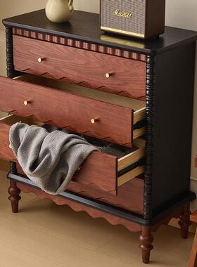 法式木JTK复古卧室实柜家用五斗八斗床尾置柜中古风客厅储物收物