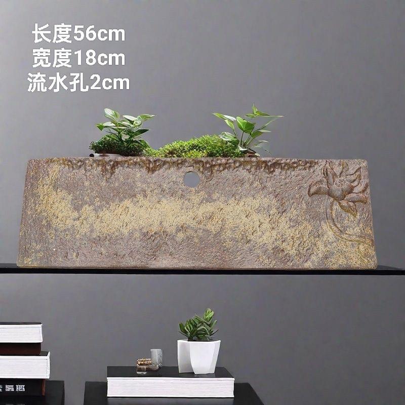 手工覆古鱼缸水缸垫板置物架彷古陶瓷长方形流水板流水罐支撑隔板