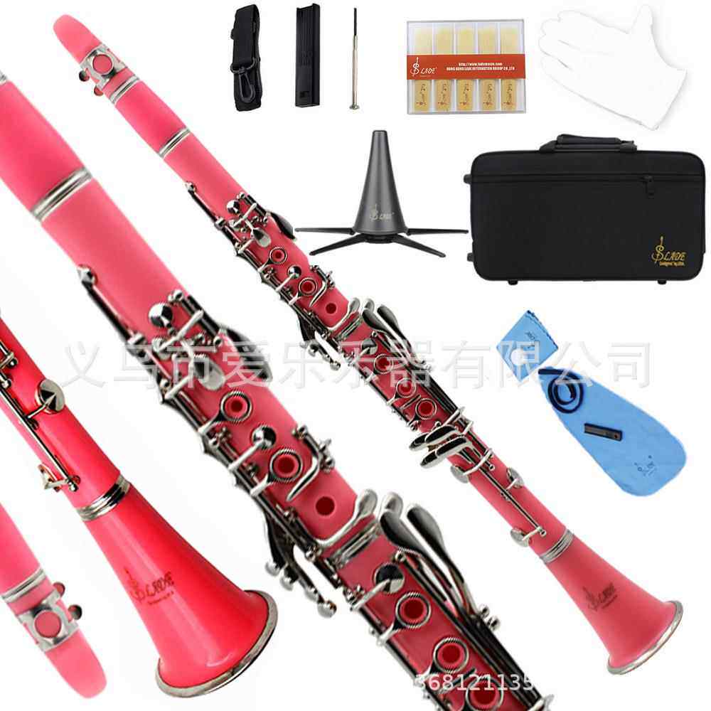 SLADE单簧管17键镀镍Bb单簧管套装ABS管体粉色单簧管降b黑管初学
