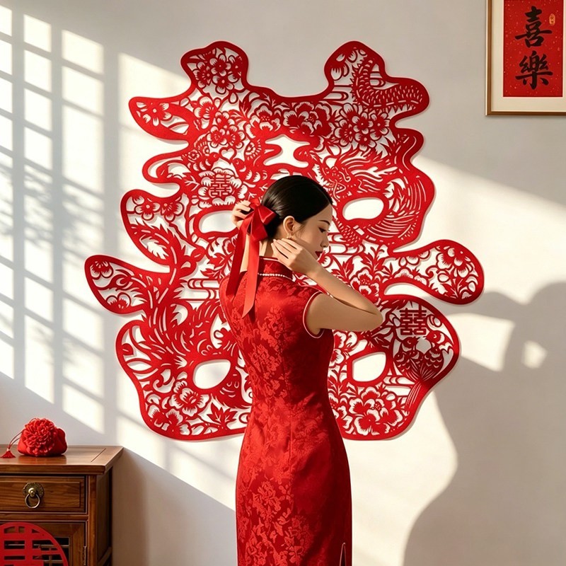 2026新款超大喜字贴结婚专用婚房背景墙拍照装饰囍字墙贴婚礼布置