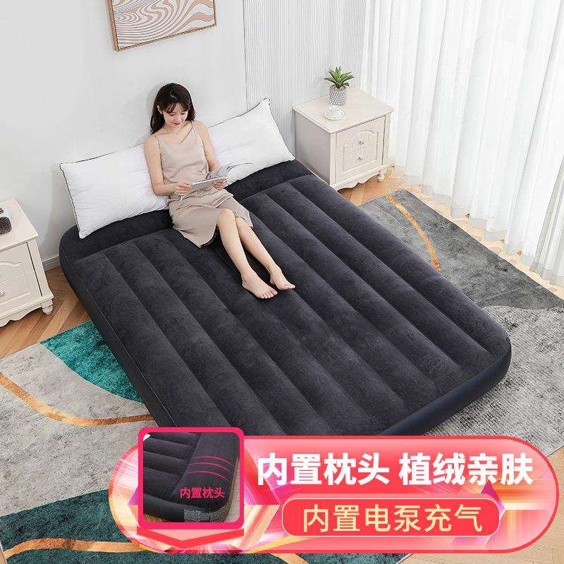 INTEX 双人内置电泵带枕头线拉气垫床 家用充气床加厚便携午休床