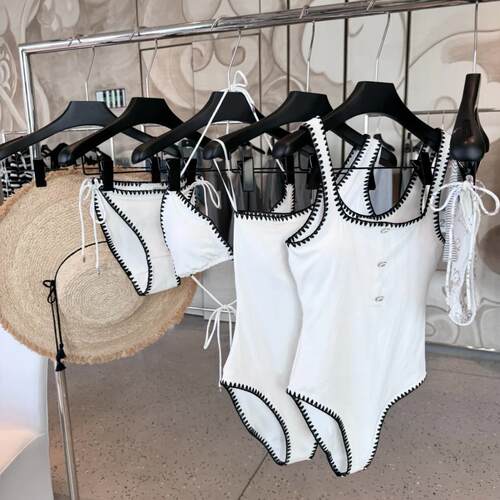 Triangle one-piece swimsuit for women, covering the belly