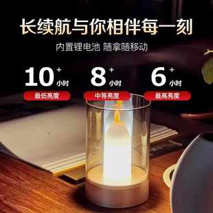 led创意小夜灯网红爆款 浪漫烛光灯餐厅酒吧桌面氛围灯蜡烛台灯