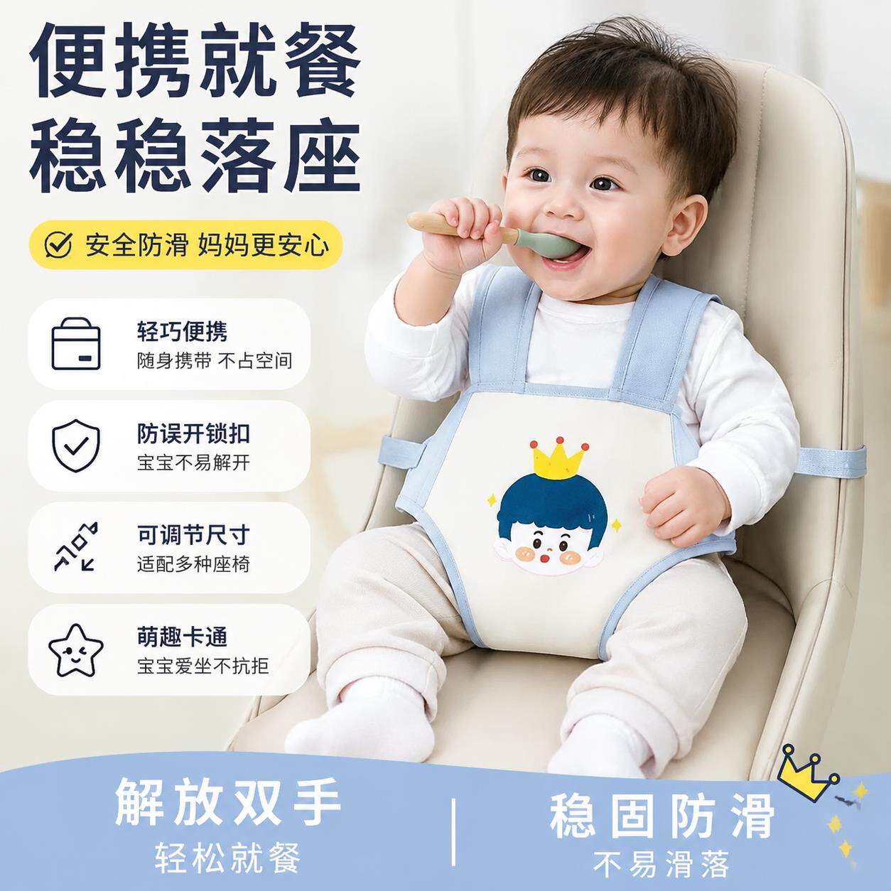 儿童座椅固定绑带婴儿餐椅安全带便携儿童固定器护肩套餐椅通用