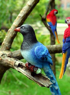 彷真新款鹦鹉喜鹊假鸟树脂动物户外庭院花园林景观树上装饰挂件