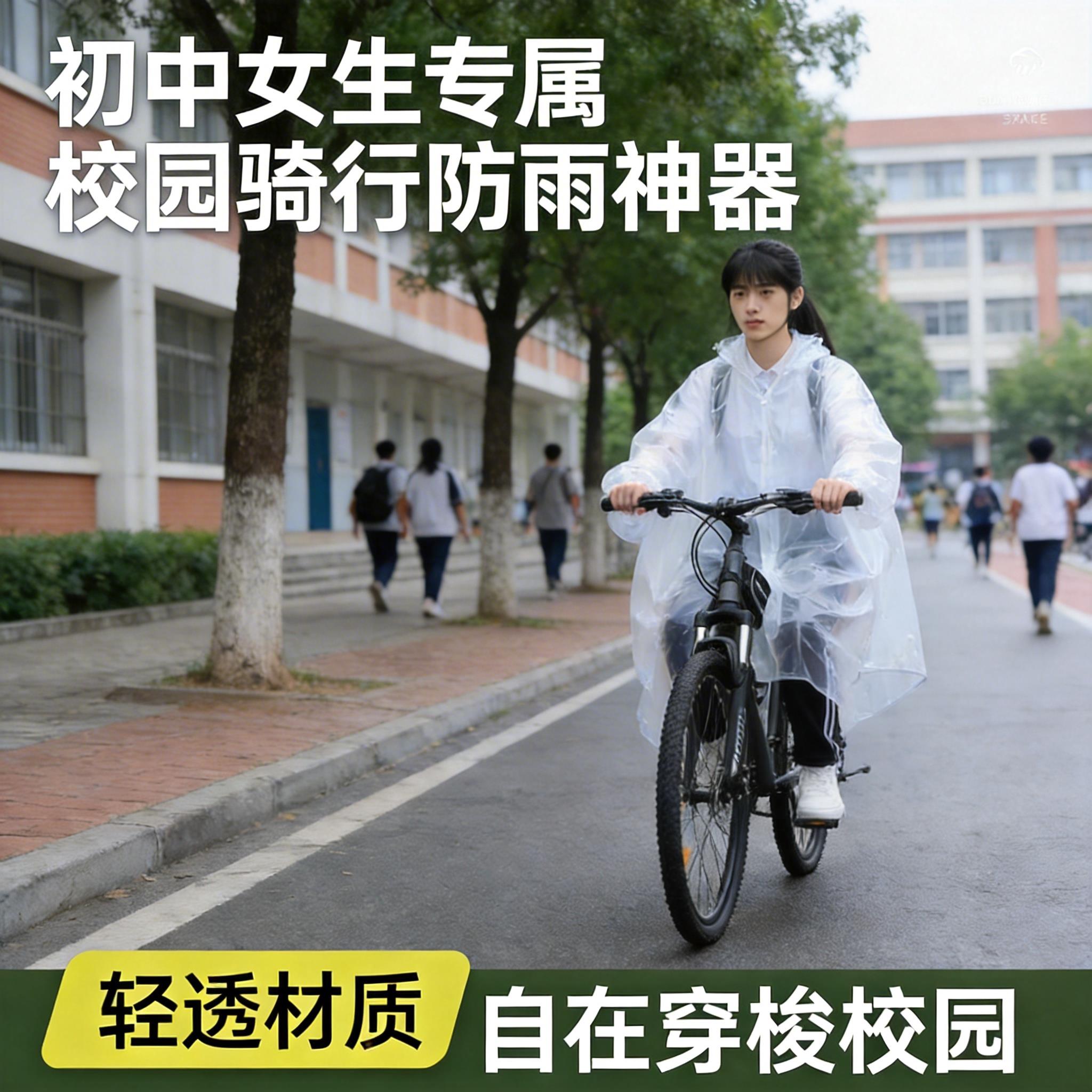 雨衣学生上学专用初中生男女骑行自行车电动车长款防暴雨全身雨披