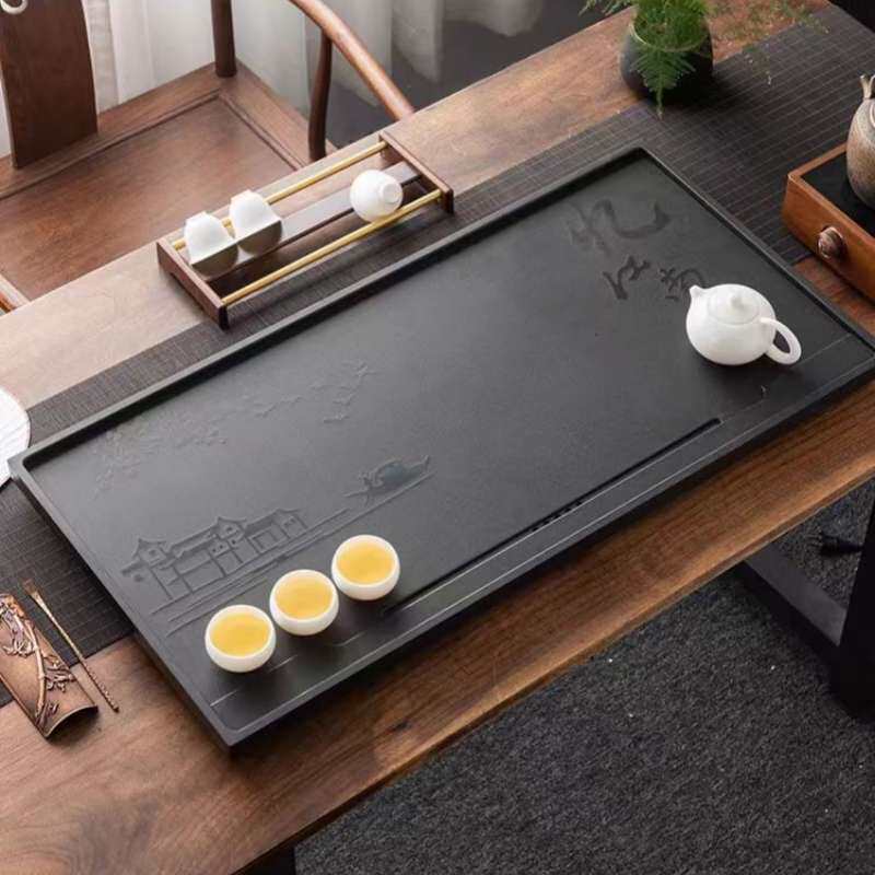 乌金石茶盘客厅办公室茶盘天然石头功夫茶台茶海茶盘茶具套装