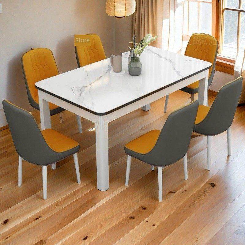 钢化玻璃餐桌椅组合简约现代长方形家庭小公寓餐桌4人6人,住宅家具,玻璃餐桌,淘宝优惠券,粉丝福利购,淘宝优惠卷