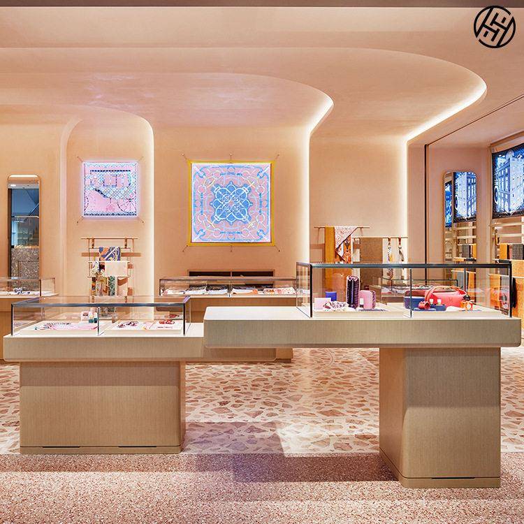 厚海装饰品牌店木质玻璃展示柜箱包奢侈品展柜丝巾展示柜饰品柜台