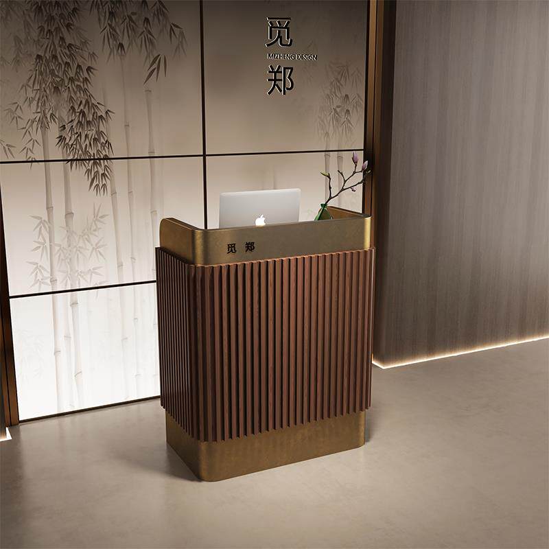 覆古餐厅迎宾台公司前台服装店不锈钢吧台桌酒店收银台民宿接待台