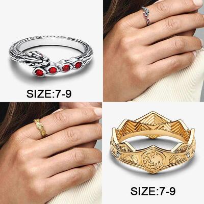 Dragon Family Crown Ring Sparkling Dragon Ring game of Thron