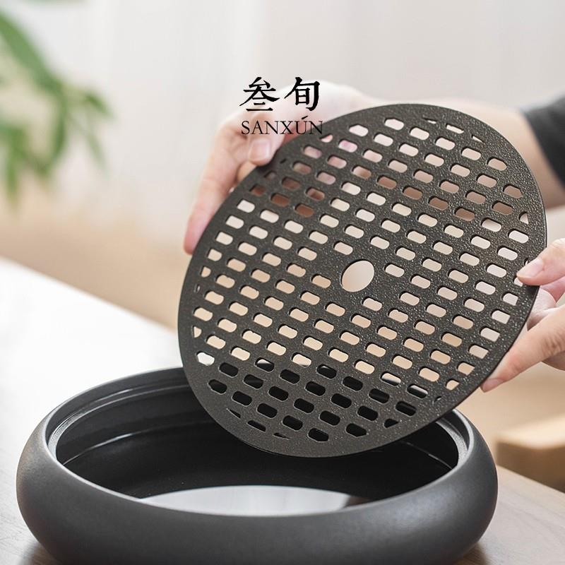 叁旬茶盘陶用瓷CP-467储水小茶台家茶具干泡盘海轻奢托简约新中式