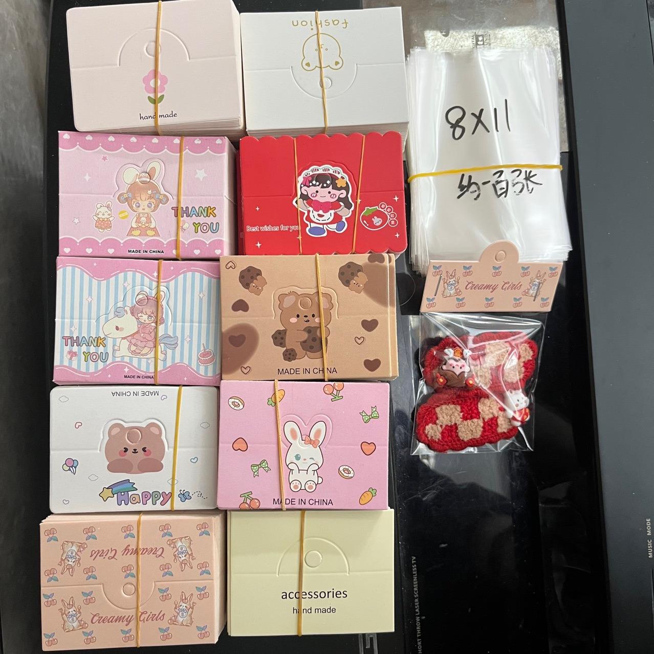 中号8MM对折带挂头包装卡头8*6cm饰品卡片diy配件吊牌卡纸袋子