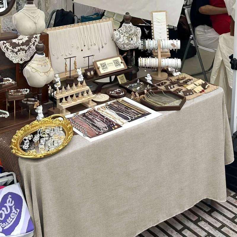 摆摊桌布中式棉麻布艺饰品展示布珠宝直播桌布餐桌茶几布