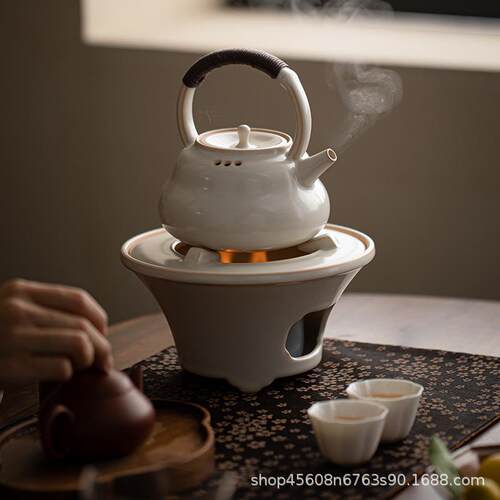 复古围炉煮茶套装家用户外露营酒精灯加热炉提梁壶烧水壶泡茶小套