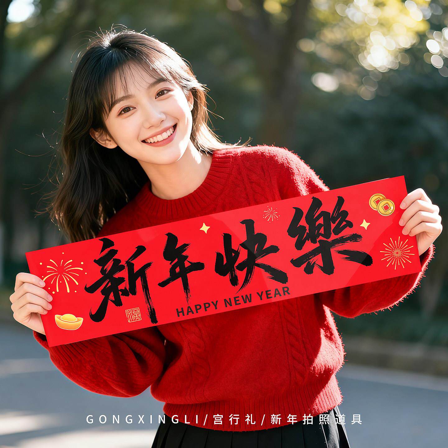2026春节马年新年拍照道具装饰品氛围布置对联过拜年视频跨年拍摄
