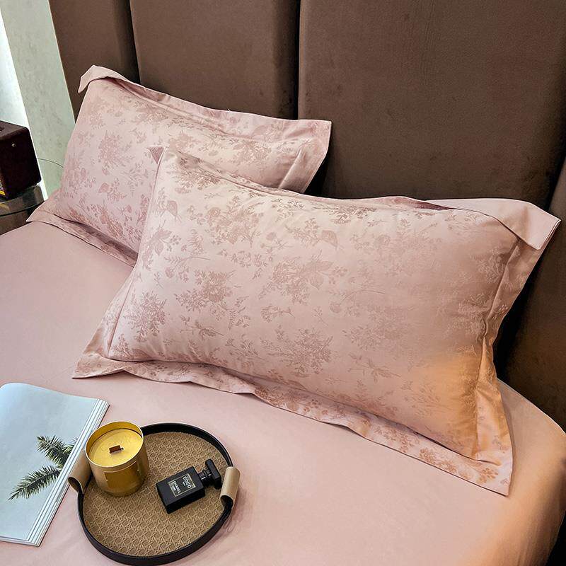 A类轻奢100支长绒棉枕套一对装全棉纯棉枕芯内胆套提花贡缎枕头罩