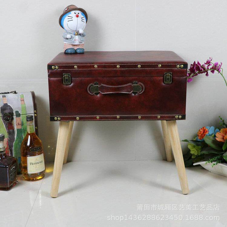 地中海卧室做旧复古床头柜简约现代床边多功能储物柜迷你收纳柜子