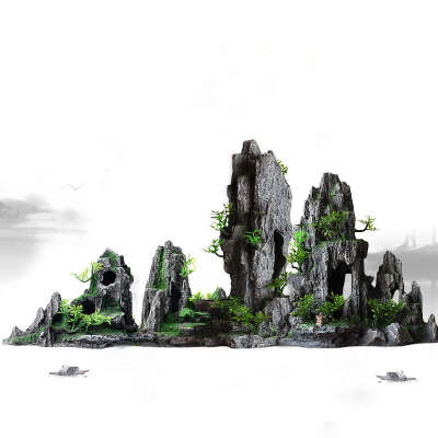 鱼缸造景石头假山套餐布景内饰躲避洞仿真水草鱼缸景观石装饰全套