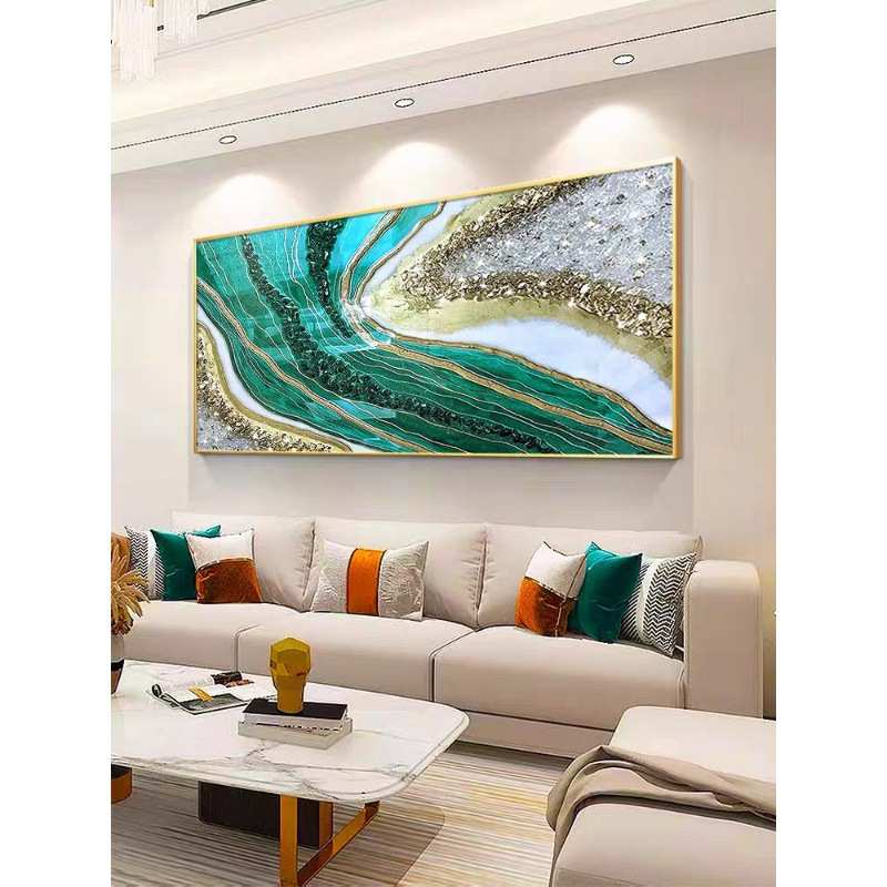 金箔晶瓷镶钻挂画现代简约轻奢水晶橙色客厅沙发背景墙装饰画