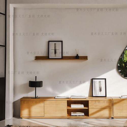 北美白橡木电视柜天然原木色电视柜客厅背景柜oak wood TV stand