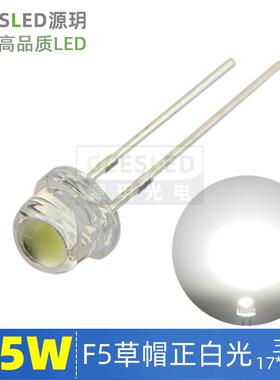 0.5W草帽灯珠5mmled发光二极管超高亮度客厅吊灯3v源0.5瓦4.8毫米