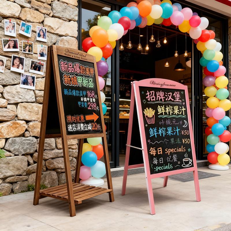 奶茶店门口广告牌展示牌招聘黑板展示架支架立式落地式价格小黑板