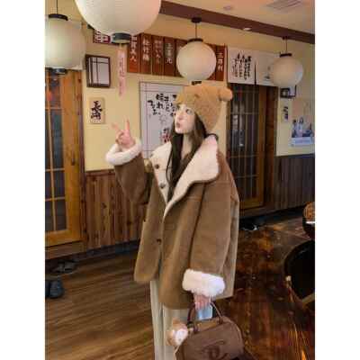双面穿羊羔毛皮毛一体外套女2025冬季新款加厚保暖麂皮绒环保皮草