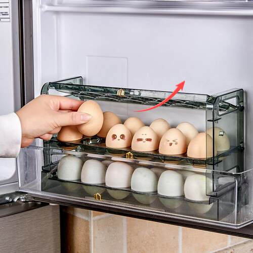 Side-Egg Holder for Refrigerator, Manual Timer Egg Flipping