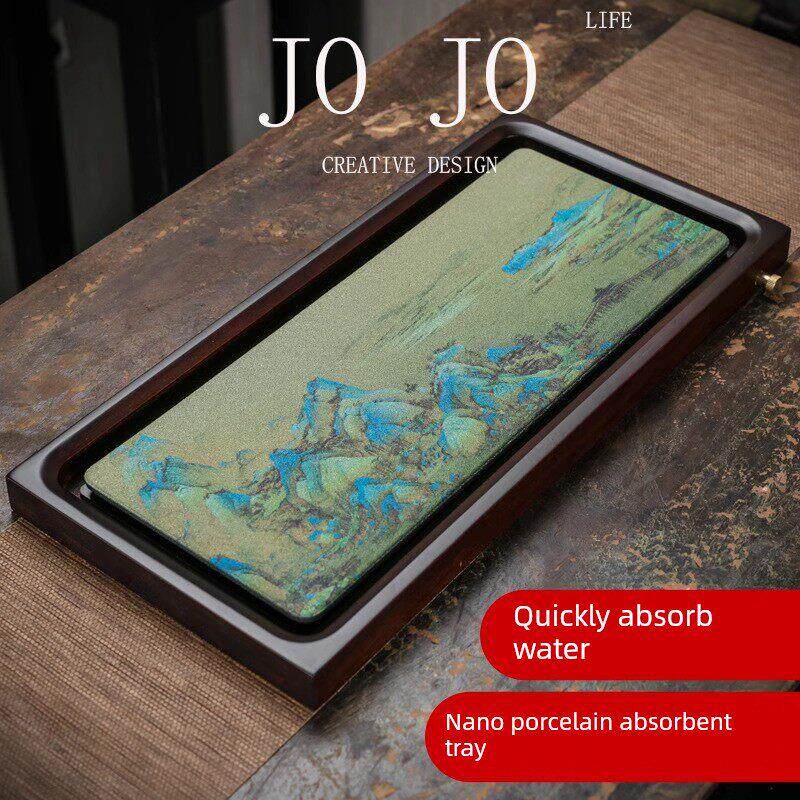 Jojo排水茶桌可及豪华氧化铝现代排水托盘纳米陶瓷茶盘家用吸水性