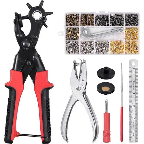 打孔加皮革工具组合打孔套件器套装皮带工具多孔尺寸供铆钉