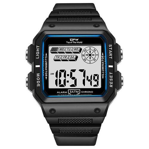 Shock Resistant Digital Watches 3ATM Rectangle Dial Tough St