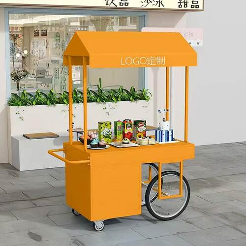 铁艺摆摊小推车移动地摊小吃车展示架夜市花车户外集市摊位促销车