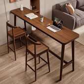 实吧木桌组椅合阳台简约靠窗CMN高台脚家用小户型酒吧靠墙条桌桌