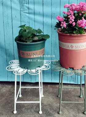 艺爱心花架凳圆形落抬高盆景台简约庭铁院阳室户地80843外园置物