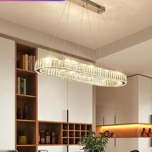 长条极简餐厅吊灯轻奢大气高档水晶吊灯椭圆形餐桌饭厅吧台吊灯