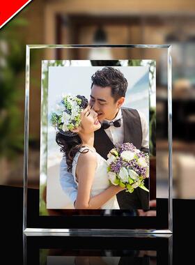 7寸水晶玻璃相框摆台七寸婚纱照宝宝儿童影楼写真结婚照片框