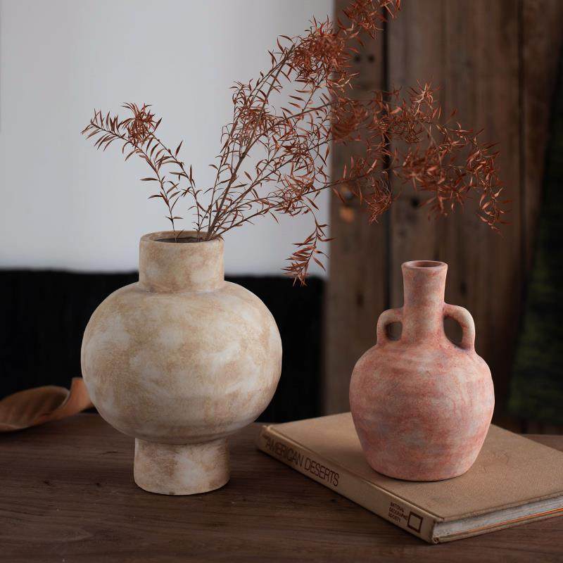 侘寂风创意陶瓷花瓶高级感手作复古干花插花陶罐客厅民宿装饰摆件,家居饰品,花瓶,淘宝优惠券,粉丝福利购,淘宝优惠卷