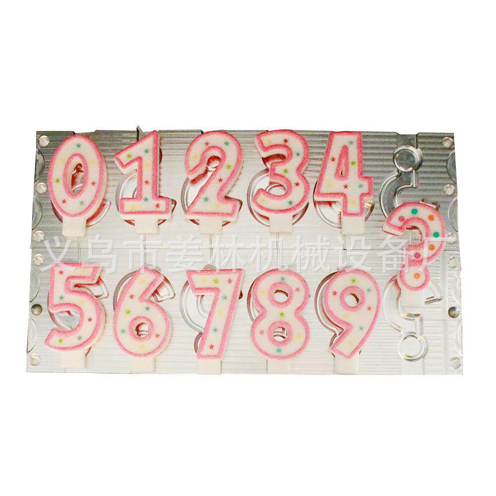 厂家网红金粉闪粉彩点金属铝数字蜡烛模具外贸出口