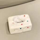创意宝石纸巾盒客厅高档轻奢家用茶几摆件高级感陶瓷抽纸盒装 饰品