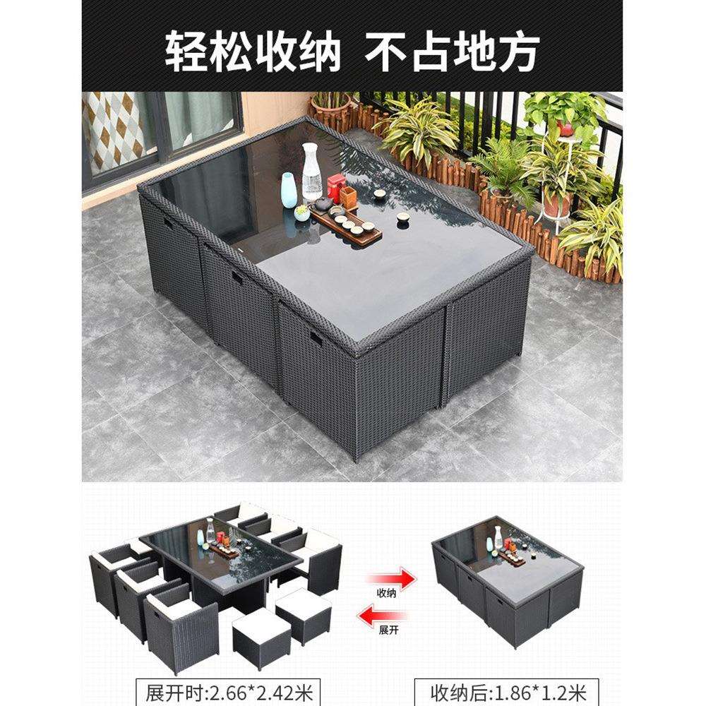 户外餐桌椅藤编组合别墅庭院露天阳台藤椅防水花园室外休闲餐桌椅