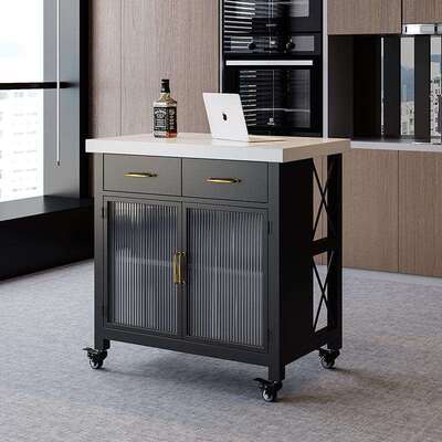 厨房放餐边式开柜储物茶水柜轻奢可移动岛中台家用吧台PIS桌简约