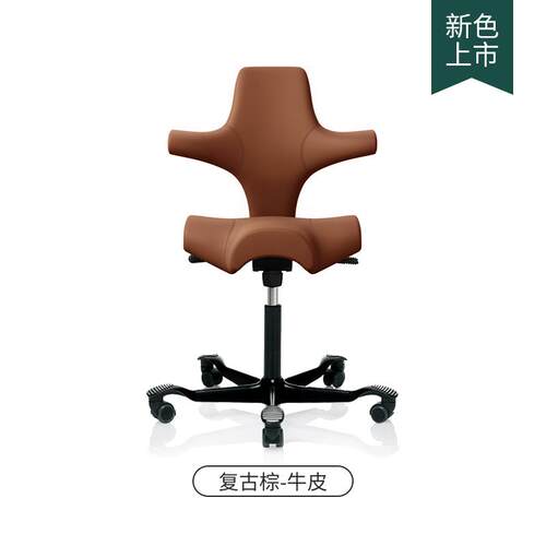 高档HAG Capisco骑马椅皮板老椅人体工学电真羊脑办公椅护腰毛软