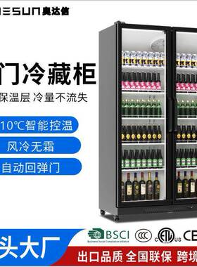 商用双门冷藏展示柜超市便利店饮料柜风冷无霜保鲜柜厂家